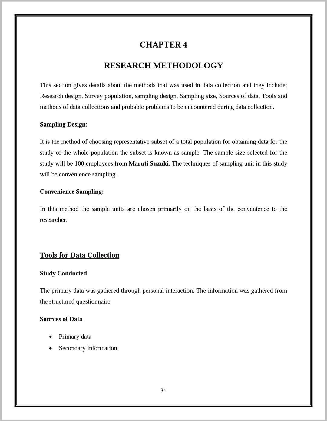 mba project research methodology